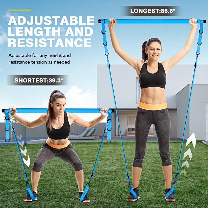 Ayombo Pilates Bar Kit with Resistance Bands, Pilates Workout Equipment for Legs, Hip, Waist, Arm, Squats Exercise Equipment for Home Workouts, Adjustable 3-Section Pilates Bar Kit for Women & Men - Image 4